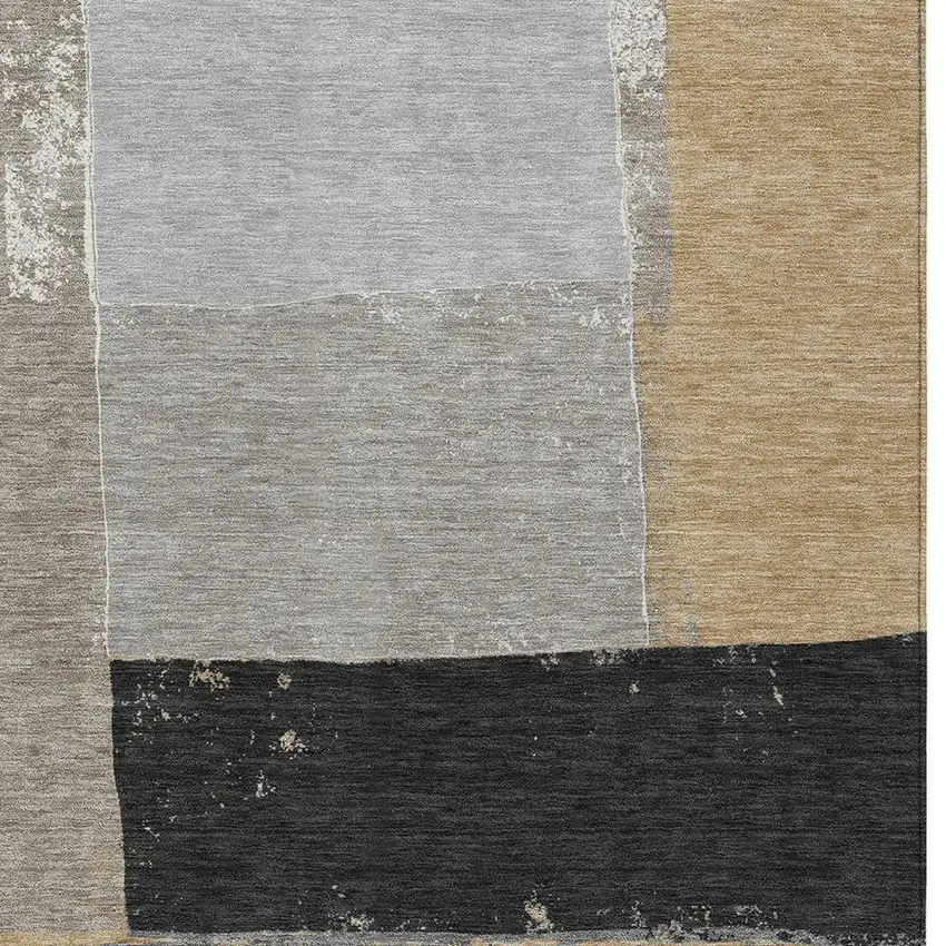 Gray And Silver Geometric Washable Indoor Outdoor Area Rug Photo 2