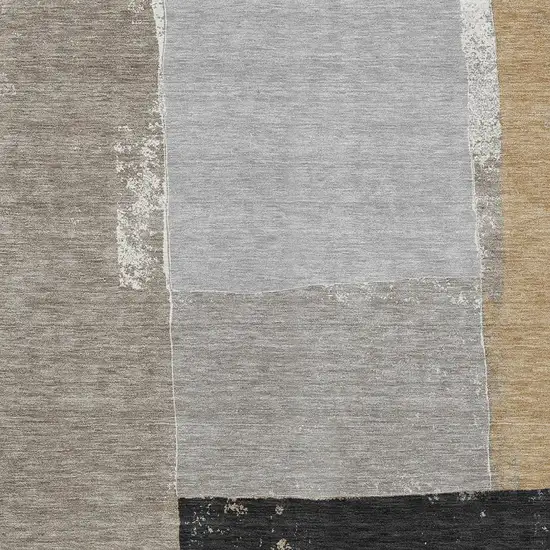 Gray And Silver Geometric Washable Indoor Outdoor Area Rug Photo 2