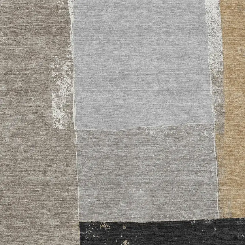 Gray And Silver Geometric Washable Indoor Outdoor Area Rug Photo 2