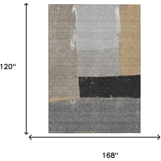 Gray And Silver Geometric Washable Indoor Outdoor Area Rug Photo 7