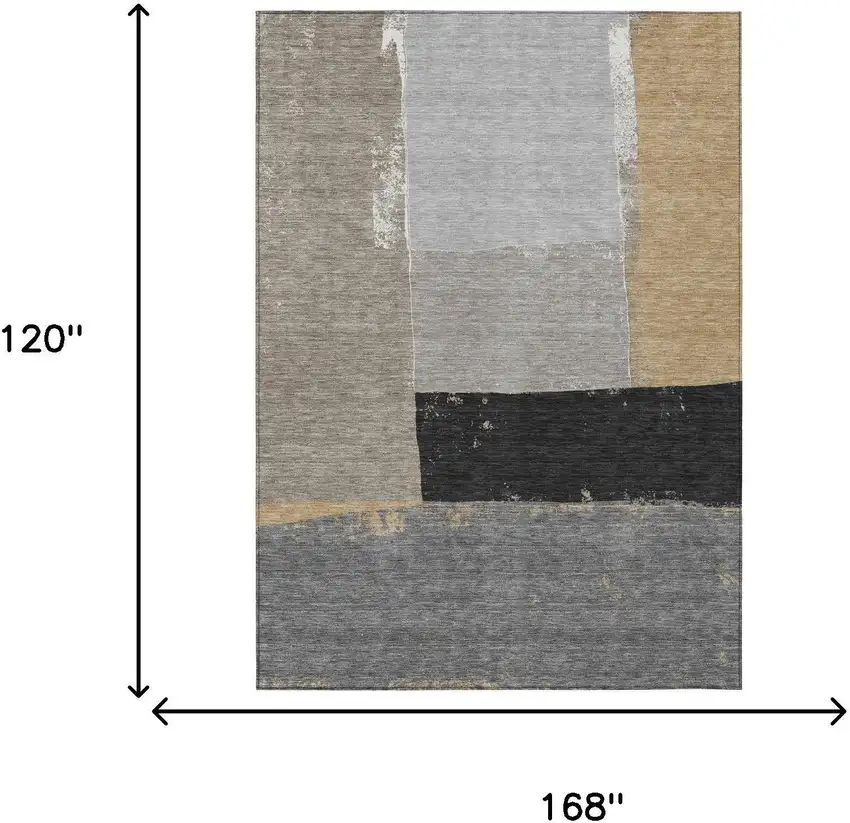 Gray And Silver Geometric Washable Indoor Outdoor Area Rug Photo 7