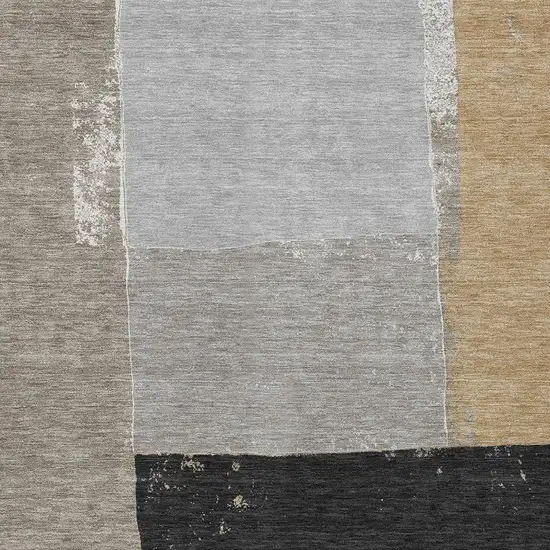 Gray And Silver Geometric Washable Indoor Outdoor Area Rug Photo 3