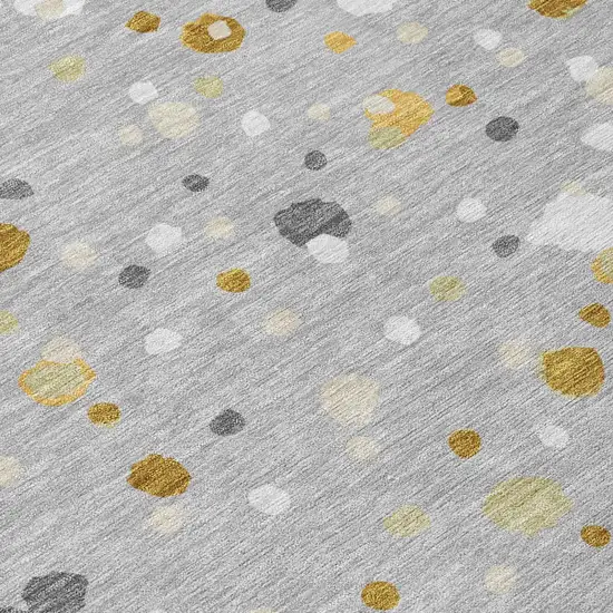 Gray And Silver Geometric Washable Indoor Outdoor Area Rug Photo 6