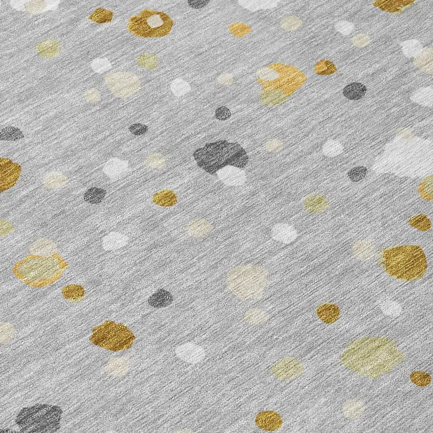 Gray And Silver Geometric Washable Indoor Outdoor Area Rug Photo 6