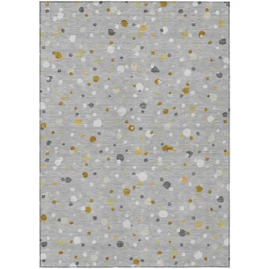 Gray And Silver Geometric Washable Indoor Outdoor Area Rug Photo 2
