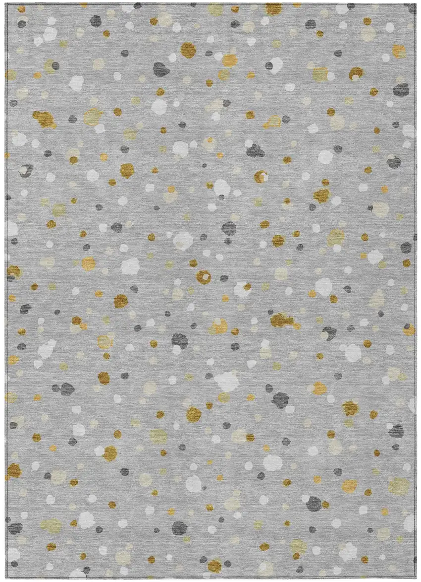 Gray And Silver Geometric Washable Indoor Outdoor Area Rug Photo 2