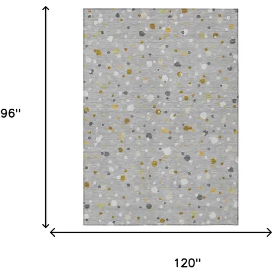 Gray And Silver Geometric Washable Indoor Outdoor Area Rug Photo 7