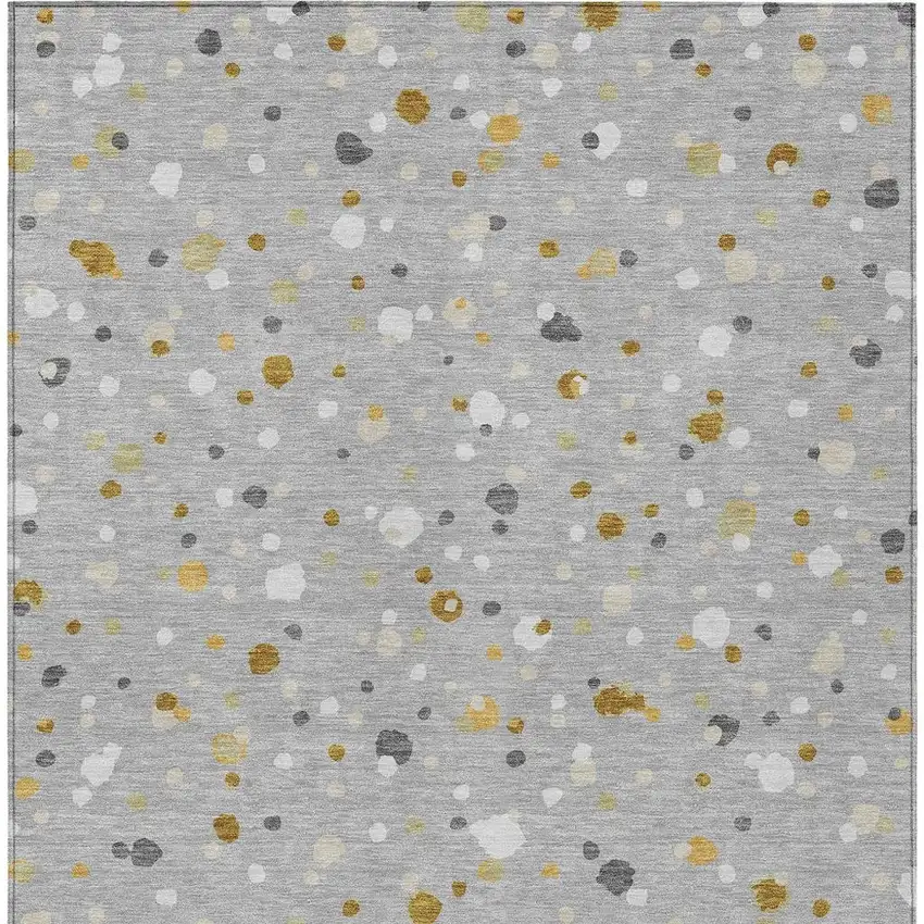 Gray And Silver Geometric Washable Indoor Outdoor Area Rug Photo 4