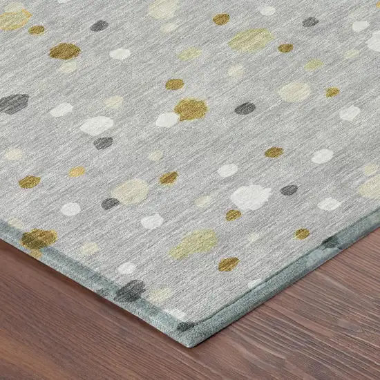 Gray And Silver Geometric Washable Indoor Outdoor Area Rug Photo 5