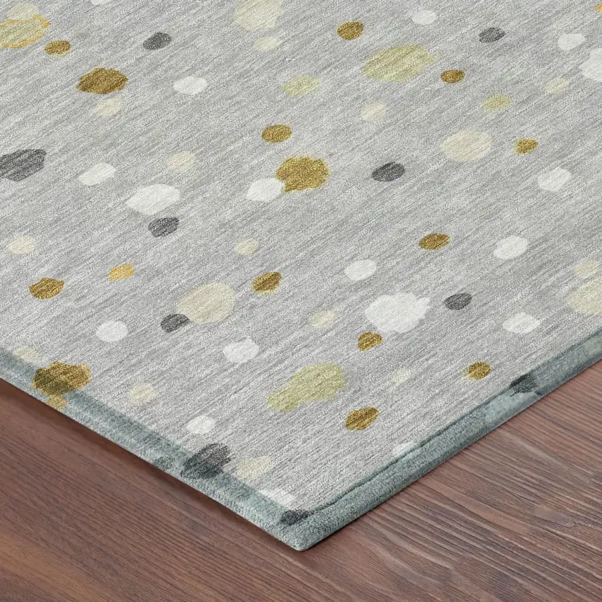 Gray And Silver Geometric Washable Indoor Outdoor Area Rug Photo 5