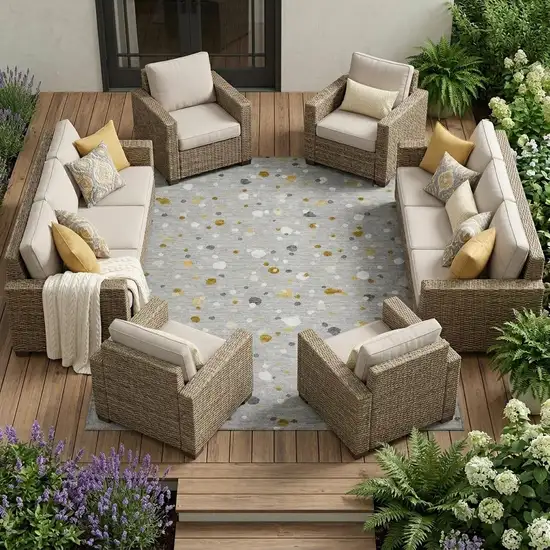 Gray And Silver Geometric Washable Indoor Outdoor Area Rug Photo 1