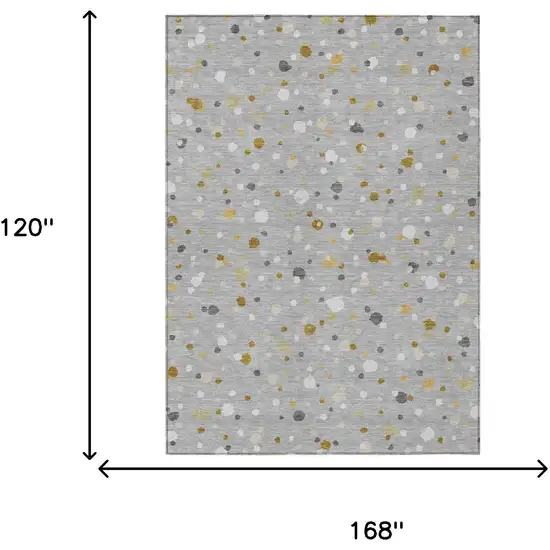 Gray And Silver Geometric Washable Indoor Outdoor Area Rug Photo 7
