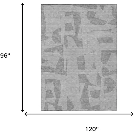 Gray And Silver Geometric Washable Indoor Outdoor Area Rug Photo 6