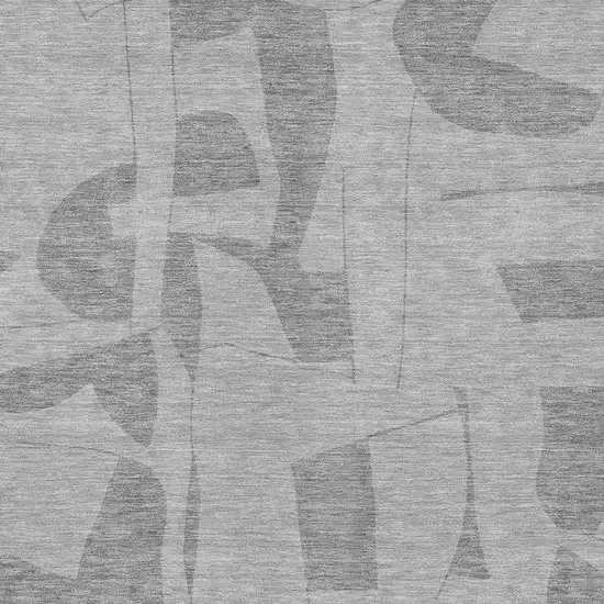 Gray And Silver Geometric Washable Indoor Outdoor Area Rug Photo 2