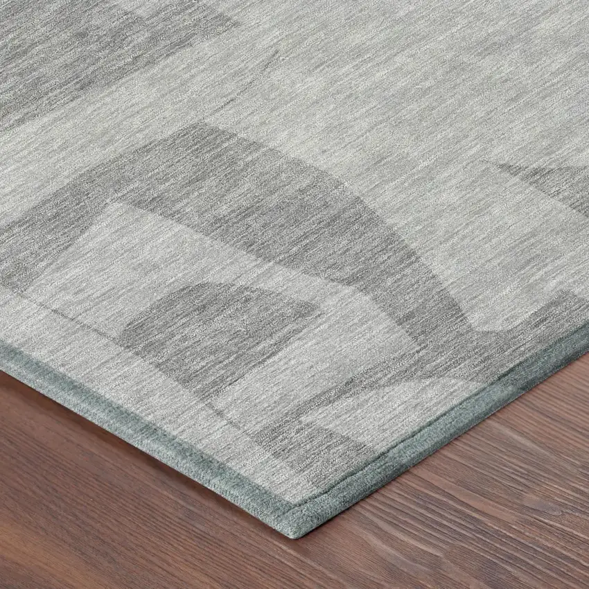 Gray And Silver Geometric Washable Indoor Outdoor Area Rug Photo 4