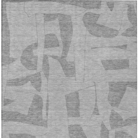 Gray And Silver Geometric Washable Indoor Outdoor Area Rug Photo 3