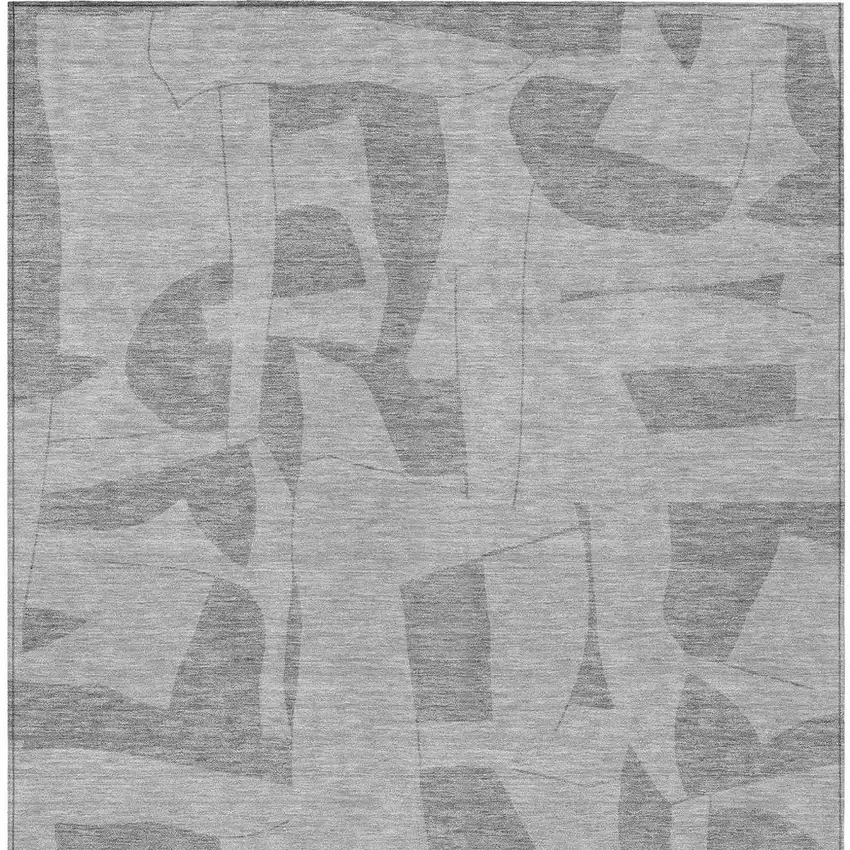 Gray And Silver Geometric Washable Indoor Outdoor Area Rug Photo 3
