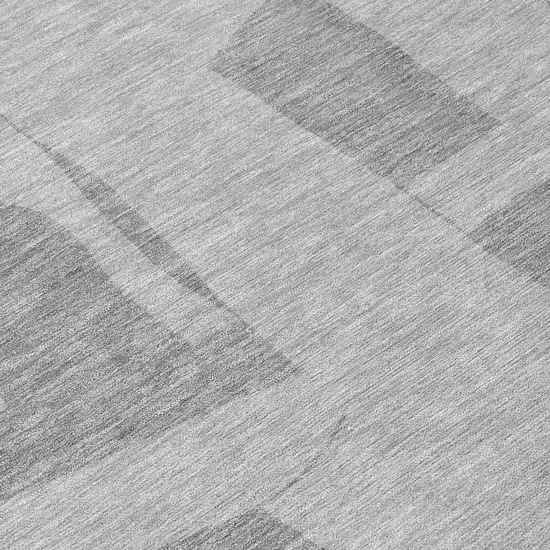 Gray And Silver Geometric Washable Indoor Outdoor Area Rug Photo 5