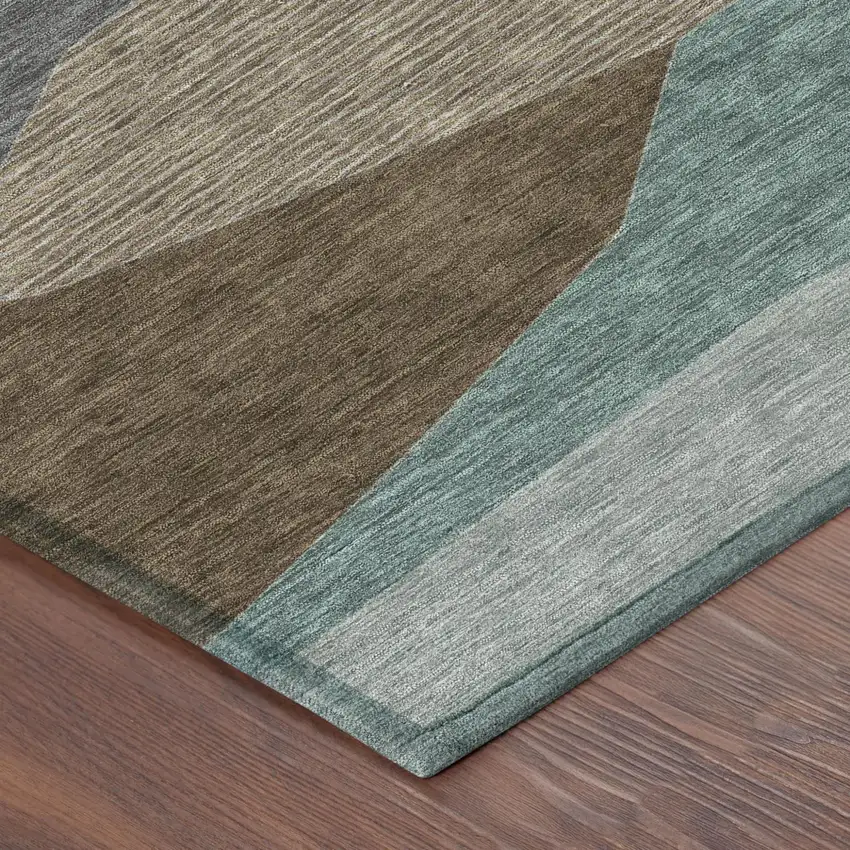 Gray And Silver Geometric Washable Indoor Outdoor Area Rug Photo 4