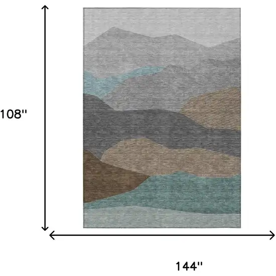 Gray And Silver Geometric Washable Indoor Outdoor Area Rug Photo 6