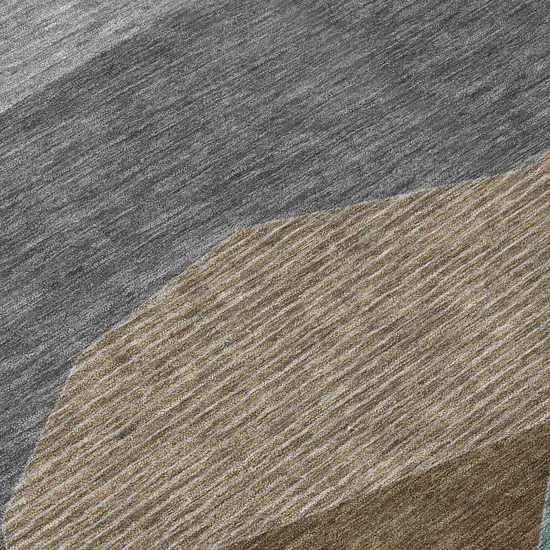 Gray And Silver Geometric Washable Indoor Outdoor Area Rug Photo 5