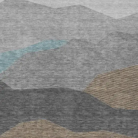 Gray And Silver Geometric Washable Indoor Outdoor Area Rug Photo 2
