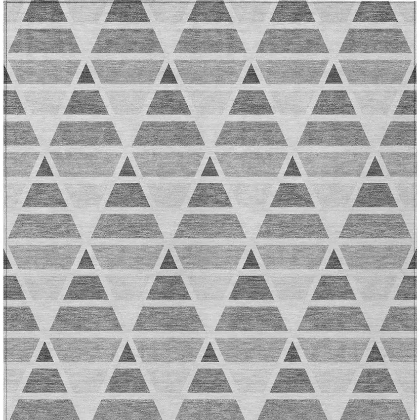 Gray And Silver Geometric Washable Indoor Outdoor Area Rug Photo 3