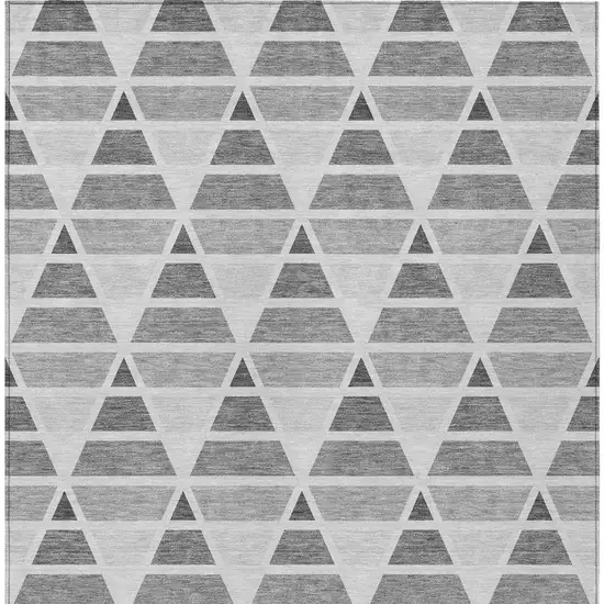Gray And Silver Geometric Washable Indoor Outdoor Area Rug Photo 3