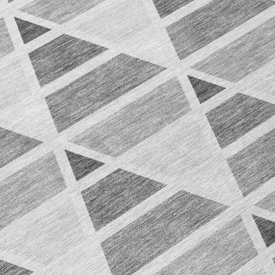 Gray And Silver Geometric Washable Indoor Outdoor Area Rug Photo 5
