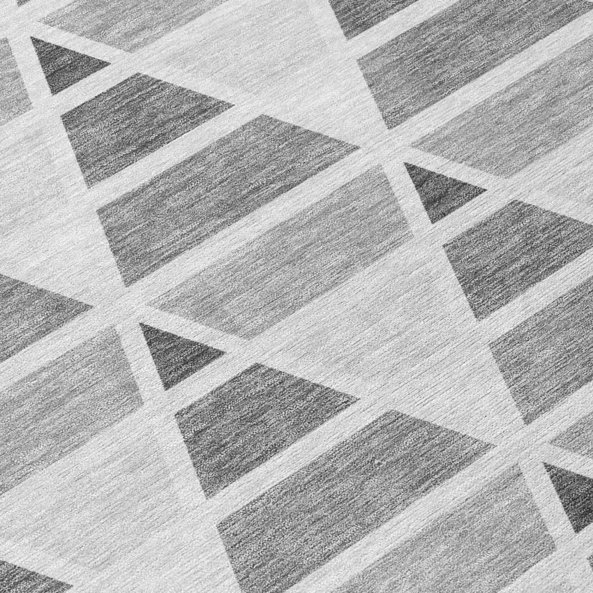 Gray And Silver Geometric Washable Indoor Outdoor Area Rug Photo 5