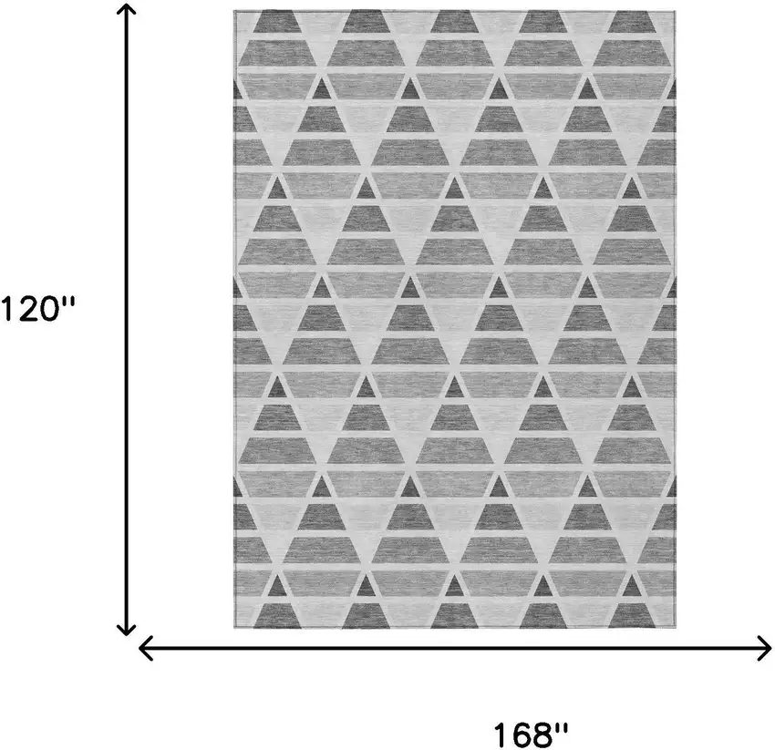 Gray And Silver Geometric Washable Indoor Outdoor Area Rug Photo 6