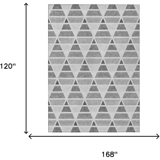 Gray And Silver Geometric Washable Indoor Outdoor Area Rug Photo 6