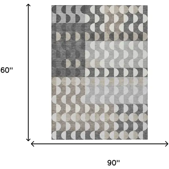 Gray And Silver Geometric Washable Indoor Outdoor Area Rug Photo 5