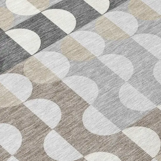 Gray And Silver Geometric Washable Indoor Outdoor Area Rug Photo 4