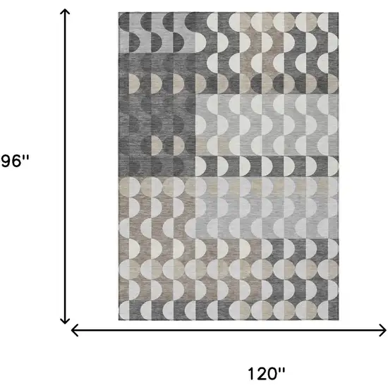 Gray And Silver Geometric Washable Indoor Outdoor Area Rug Photo 5