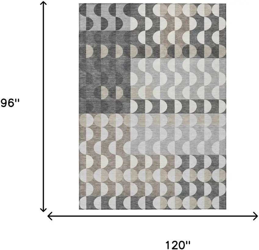 Gray And Silver Geometric Washable Indoor Outdoor Area Rug Photo 5