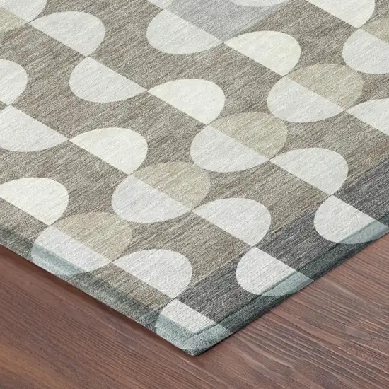 Gray And Silver Geometric Washable Indoor Outdoor Area Rug Photo 3