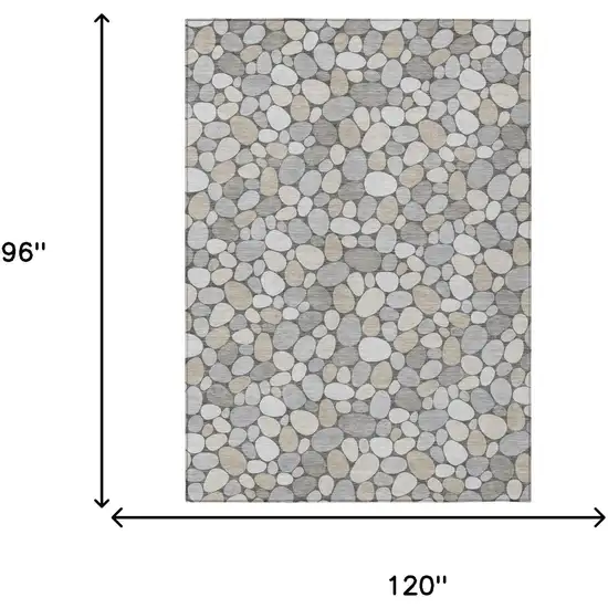 Gray And Silver Geometric Washable Indoor Outdoor Area Rug Photo 5