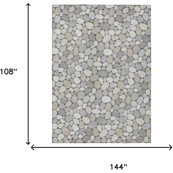 Gray And Silver Geometric Washable Indoor Outdoor Area Rug Photo 5