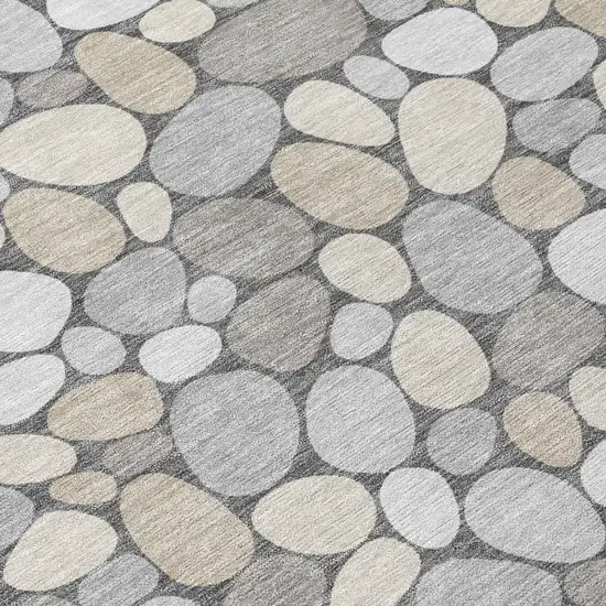 Gray And Silver Geometric Washable Indoor Outdoor Area Rug Photo 4