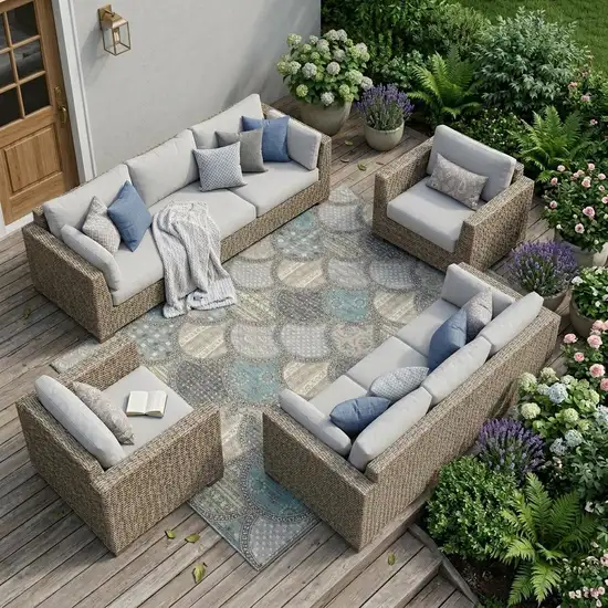 Gray And Silver Geometric Washable Indoor Outdoor Area Rug Photo 1