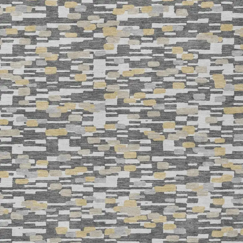 Gray And Silver Geometric Washable Indoor Outdoor Area Rug Photo 3