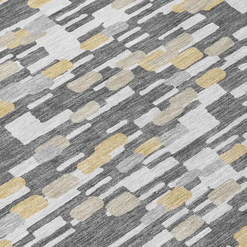 Gray And Silver Geometric Washable Indoor Outdoor Area Rug Photo 5