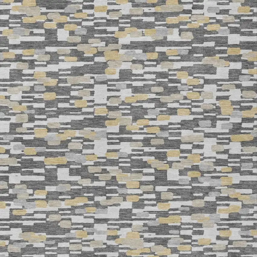 Gray And Silver Geometric Washable Indoor Outdoor Area Rug Photo 2