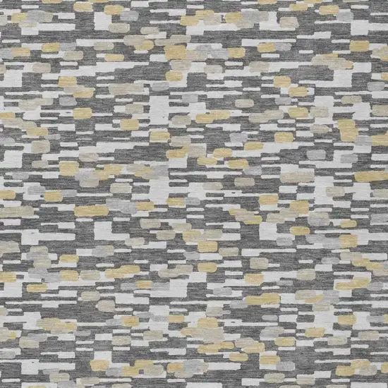 Gray And Silver Geometric Washable Indoor Outdoor Area Rug Photo 1