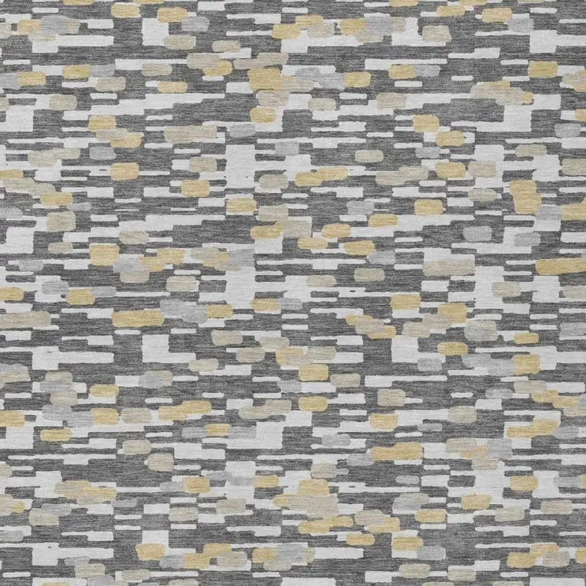 Gray And Silver Geometric Washable Indoor Outdoor Area Rug Photo 1