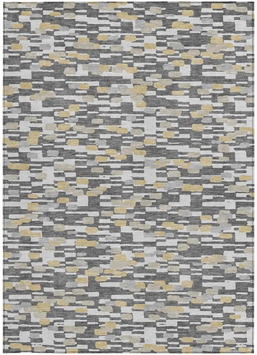 Gray And Silver Geometric Washable Indoor Outdoor Area Rug Photo 3