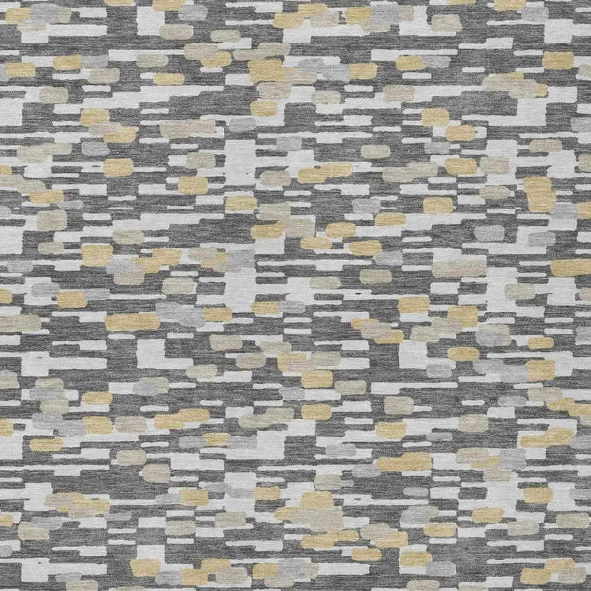 Gray And Silver Geometric Washable Indoor Outdoor Area Rug Photo 1