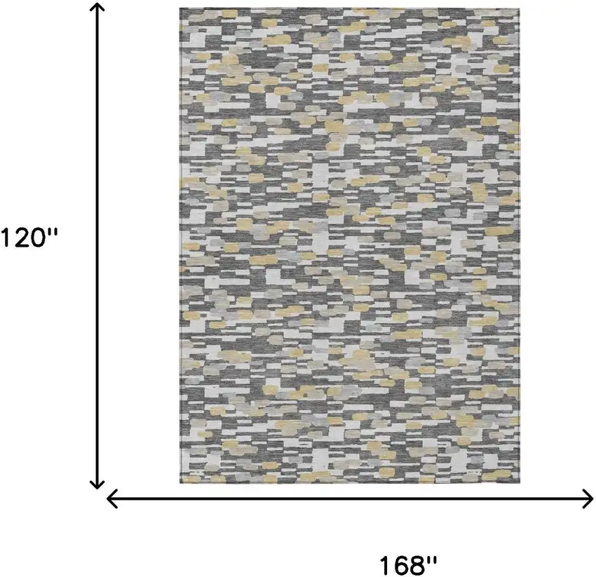 Gray And Silver Geometric Washable Indoor Outdoor Area Rug Photo 6
