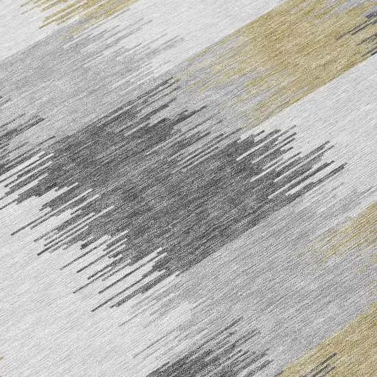 Gray And Silver Geometric Washable Indoor Outdoor Area Rug Photo 5